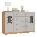 Ver imagem 2 de Cômoda Infantil 125cm 2 Portas com Vidro e 4 Gavetas Doçura Multimóveis Mp4495 Madeirado/off