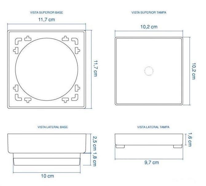 Ralo Oculto Invisível Quadrado 10x10 Cm Cinza Platina Seca - 4