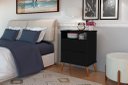 Ver imagem 1 de Mesa de Cabeceira On Estilo Retrô 2 Gavetas Cor Preto