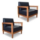 Ver imagem 1 de Kit 2 Poltronas Decorativa Marilia Corano Preto Base em Madeira Castanho - Pallazio