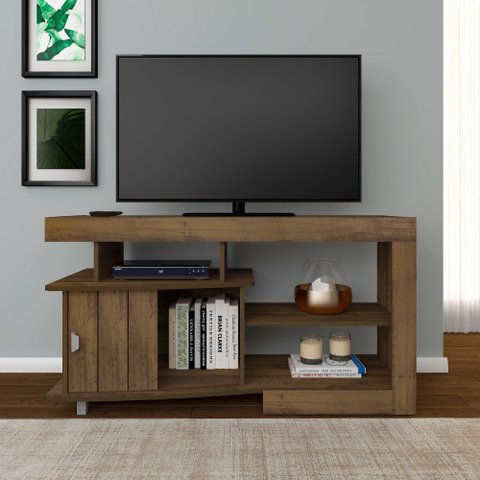 Rack Moderno para TV até 50 Polegadas MDF 122cm 1 Porta Royal Marrom