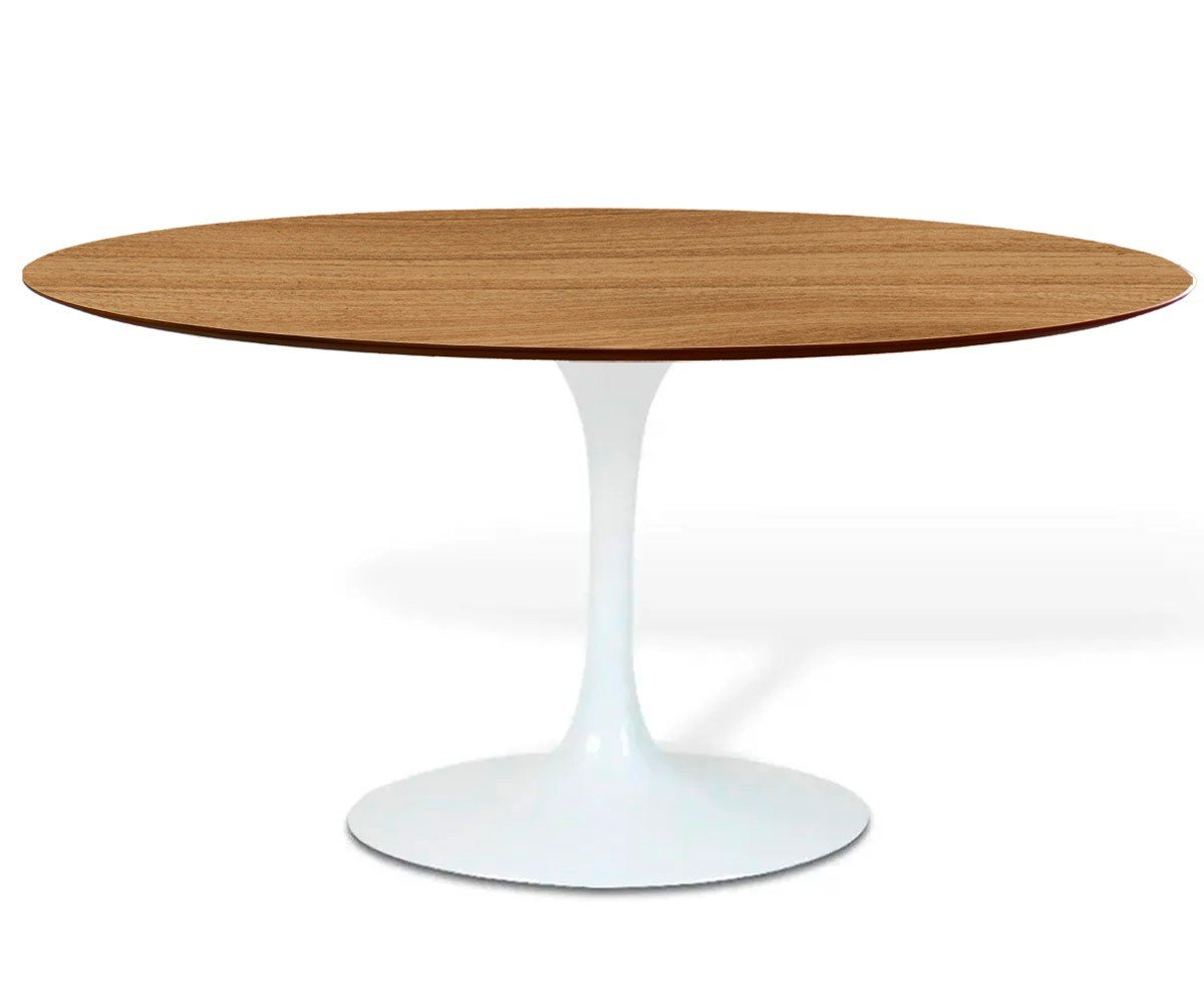 Mesa de Jantar Saarinen Oval Branca com Tampo 1,20x0,80M - Madeira - Madeira Freijó - 1