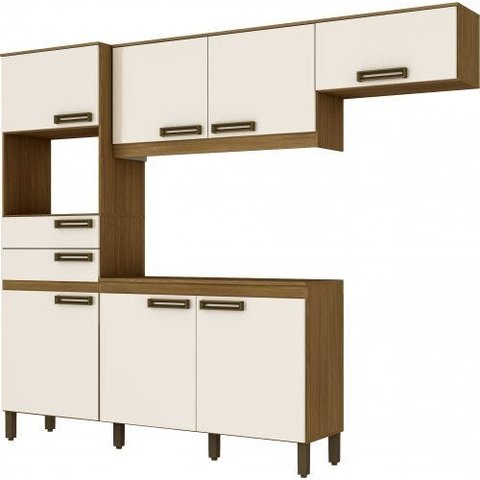 Cozinha Compacta Briz 7 Portas 2 Gavetas B107:Nature Off White