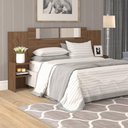 Ver imagem 1 de Cabeceira de Cama Casal Mila Quarto em MDF 2 Prateleiras 2 Espelhos 232 cm x 115 cm Marrom Avelã
