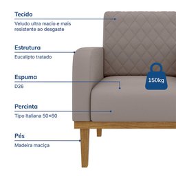 Poltrona Decorativa Ágata em Veludo Just Time - 6