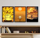 Ver imagem 1 de Kit 3 Quadros Decorativos Amarelos Vida van gogh 33x24cm - com Vidro:madeira Preta
