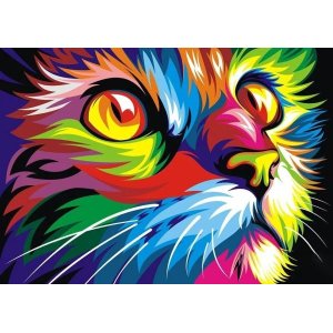 Quadro Tela Canvas Animais Gato Colorido Decorativo 100x70cm