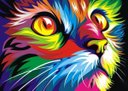 Ver imagem 1 de Quadro Tela Canvas Animais Gato Colorido Decorativo 100x70cm