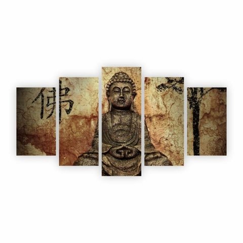Quadro Religião Budismo Buda Estátua Meditação em Mdf