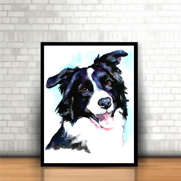 Adesivo Decorativo De Porta - Cachorro Border Collie