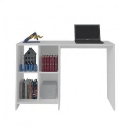 Escrivaninha Mesa Escritório com Matrix 4 Nichos 110cm Branca - 5 Escrivaninha Mesa Escritório com Matrix 4 Nichos 110cm Branca - 5