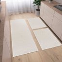 Ver imagem 1 de Kit Cozinha 3 Peças Tapete Chevron Passadeira 1,30 X 0,45 Capacho 0,60 X 0,45 Antiderrapante Cru