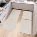 Ver imagem 2 de Kit Cozinha 3 Peças Tapete Chevron Passadeira 1,30 X 0,45 Capacho 0,60 X 0,45 Antiderrapante Cru