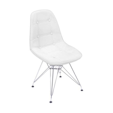 Cadeira Eames Botonê Eiffel Branca Base Metal