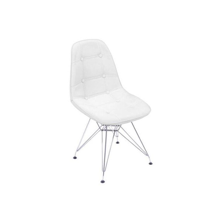Cadeira Eames Botonê Eiffel Branca Base Metal