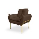 Ver imagem 2 de Poltrona Decorativa Opala Amamentação para Sala Base de Ferro Dourada Suede Me-ecommerce:marrom