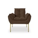 Ver imagem 3 de Poltrona Decorativa Opala Amamentação para Sala Base de Ferro Dourada Suede Me-ecommerce:marrom