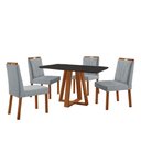 Ver imagem 1 de Conjunto Sala de Jantar Mesa Floripa 120x80cm Preto com 4 Cadeiras Luna Linho Cinza