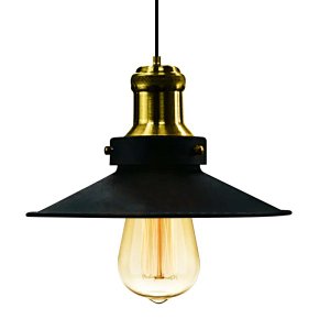 Pendente Nordic Industrial 22cm Vintage Preto com Dourado