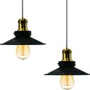 Ver imagem 1 de Kit 2 Pendentes Nordic Industrial 22 Cm Preto com Dourado