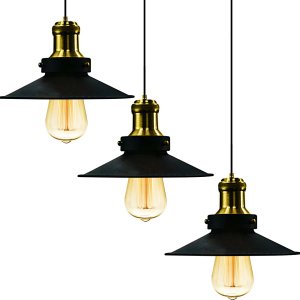 Kit 3 Pendentes Nordic Industrial 22 Cm Preto com Dourado