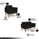 Ver imagem 3 de Conjunto Poltrona e Namoradeira Decorativas Karen Pés Fixo em Madeira Castanho Linho Preto G19 - Gra