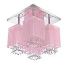 Ver imagem 1 de Lustre Plafon Quadclear Organza Quadrado Rosa Maravilhoso