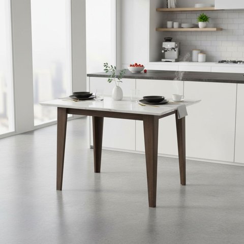 Mesa de Jantar Retangular com Vidro 4 Lugares 120cm sem Cadeiras Kate Poliman Móveis