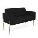 Ver imagem 1 de Sofá Namoradeira 2 Lugares Pé de Ferro Dourado Marisa Linho Preto D03 - D'Rossi