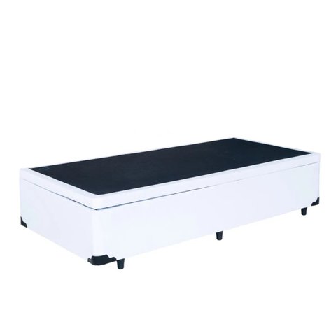 Cama Box Baú Solteiro Conforto Sintético Branco + Colchão Solteiro Conforto Espuma D33 16x88x188