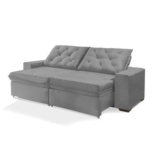 Sofá Retrátil e Reclinável 1,90m Estilo Estofados - Europa com Softgel D33 Velupluma "prata"