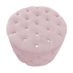Puff Decorativo Sala Recepção Escritório Baú Capitone com Strass Suede Rosa - 2