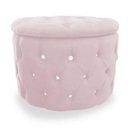 Ver imagem 1 de Puff Decorativo Sala Recepção Escritório Baú Capitone com Strass Suede Rosa