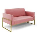 Ver imagem 4 de Sofá Namoradeira com Poltrona Base Industrial Alta Dourado Marisa Suede D03 - D\'rossi Cor Rose