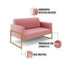 Ver mais imagens de Sofá Namoradeira com Poltrona Base Industrial Alta Dourado Marisa Suede D03 - D\'rossi Cor Rose