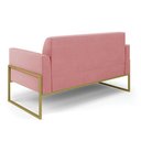 Ver imagem 3 de Sofá Namoradeira com Poltrona Base Industrial Alta Dourado Marisa Suede D03 - D\'rossi Cor Rose