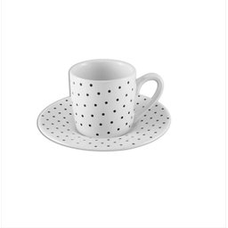 Jogo de Xícara e Pires de Porcelana com 12 Pçs Hauskraft - 1