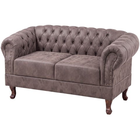 Namoradeira Chesterfield Duque 2 Lugares em Dallas:Dallas Cinza