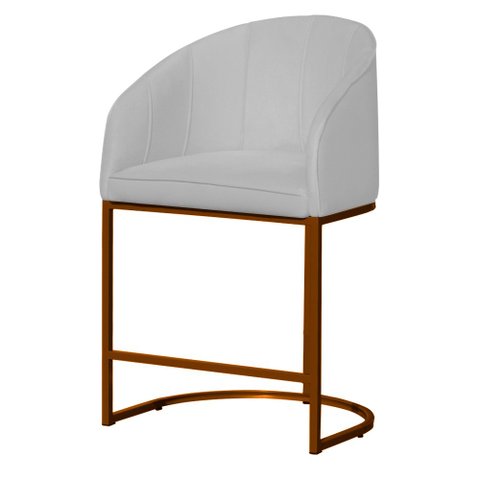 Poltrona Estilo Banqueta Decorativa Mia Tecido em Suede Base Metal Bronze - Estopar Poltrona Mia Sue