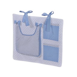 Porta Treco e Fralda Organizador Quarto de Bebê Menino Menina 1 Peça com Laço:chevron Azul Bebê - 2