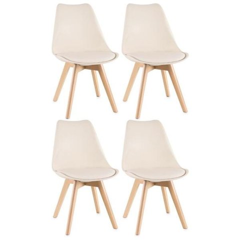 Kit 4 Cadeiras Leda - Creme