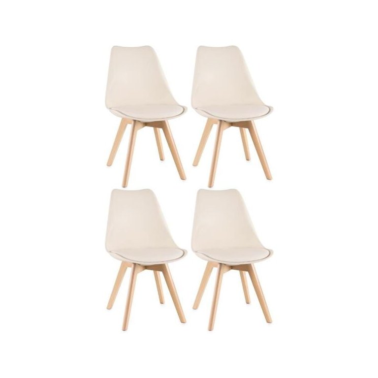 Kit 4 Cadeiras Leda - Creme