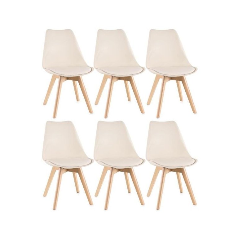 Kit 6 Cadeiras Leda - Creme