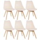 Ver imagem 2 de Kit 6 Cadeiras com Assento em Couro PU e Pés de Madeira Leda Creme LOFT7