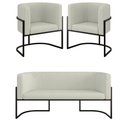 Ver imagem 1 de Kit Sofá 2 Lugares + 2 Poltronas Bouclê para Recepção Preto Cor:bege