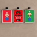 Ver imagem 2 de Kit 3 Quadros para Quarto Gamer Game Never die 33x24cm:madeira Branca