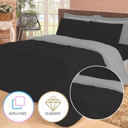 Jogo de Cama Queen com Edredom Lençol Fronha Função Cobre Leito e Cobertor - 2