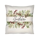 Ver imagem 1 de Capa de Almofada Decorativa Azevinho Gratidão 100% Algodão para Sofá - 43x43cm