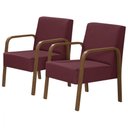 Ver imagem 1 de Kit 2 Poltronas 1 Lugar Jade Pé Madeira D Salla Suede Bordô