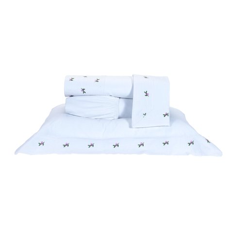 Roupa de Cama Casal Ellora 200 Fios 100% Algodão 04 Peças - Branco